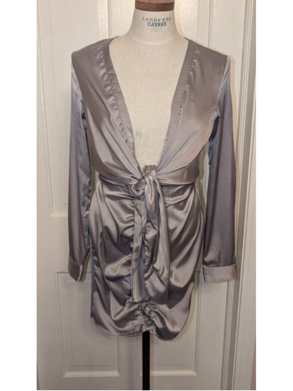 Women's Better Be Silver Satin Mini Dress S Deadstock